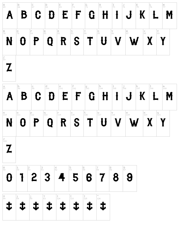 Biker From Hell font map